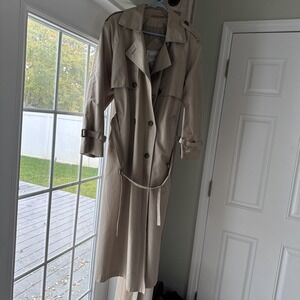 Vintage La Vogue Double Breasted Belted Women's 6 Khaki Tan Trench Coat Korea